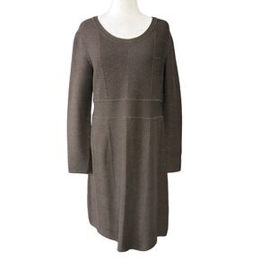 Peruvian Connection Sweater Dress Womens L Brown Pima Cotton A Line Knit